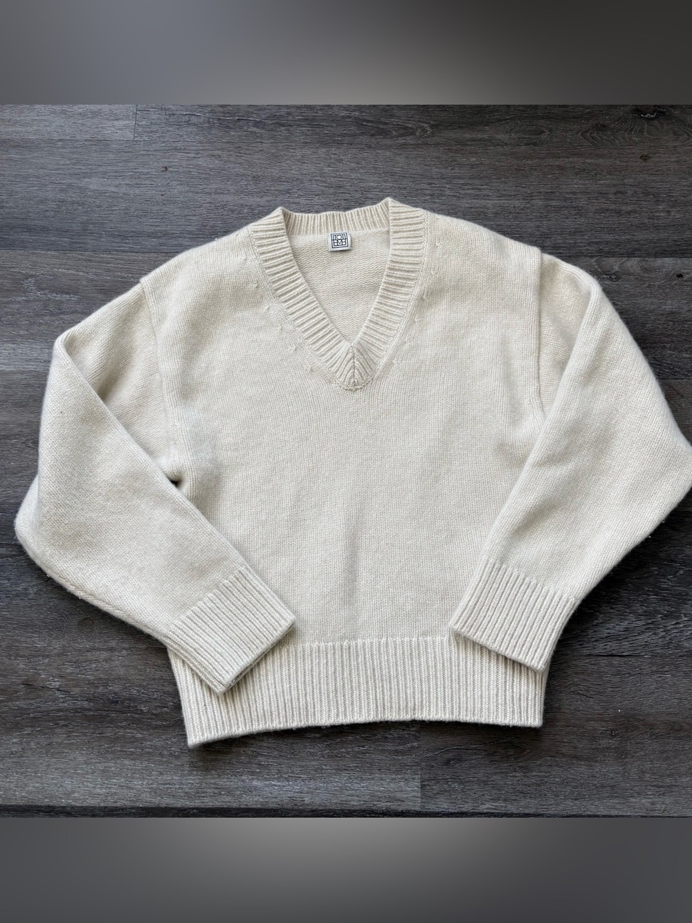 TOTEME Cream V-Neck Knit Sweater